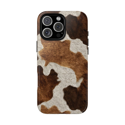 Two-Tone Brown Cowhide Tough Phone Case