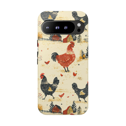 Red Black Chickens Tough Phone Case