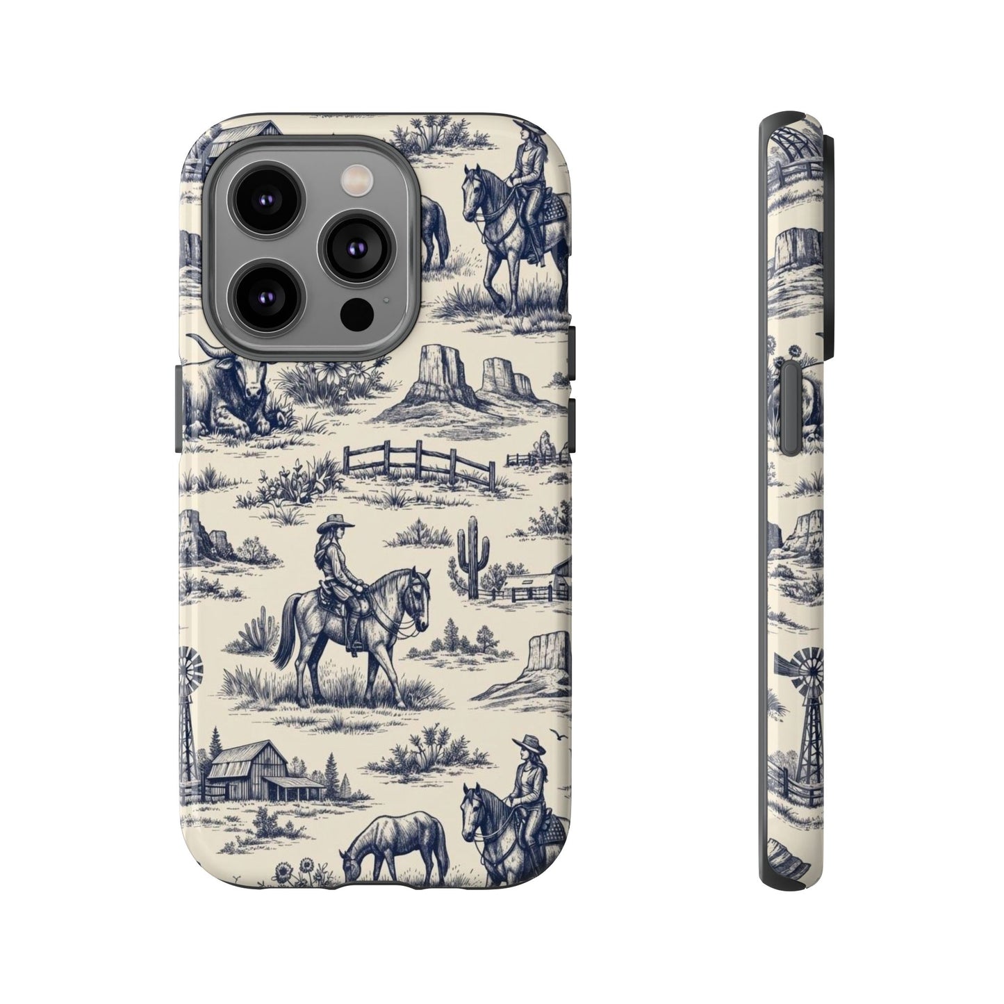 Western Toile Navy Tough Case