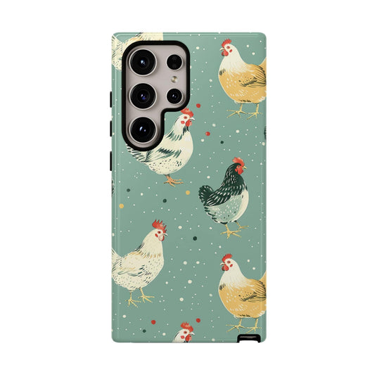 Green Polka Dot Chickens Phone Case