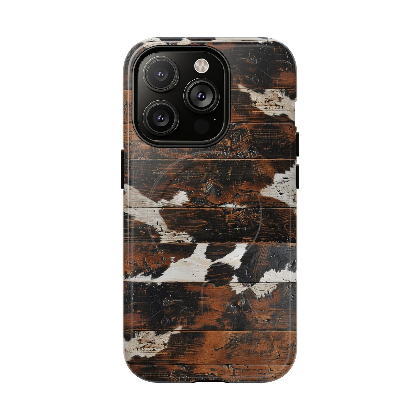 Wooden Cowhide Bull Skull Magnetic Case