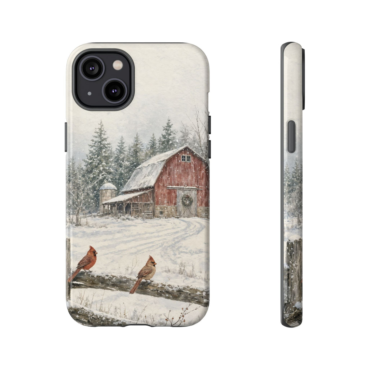 Snowy Red Barn Tough Case