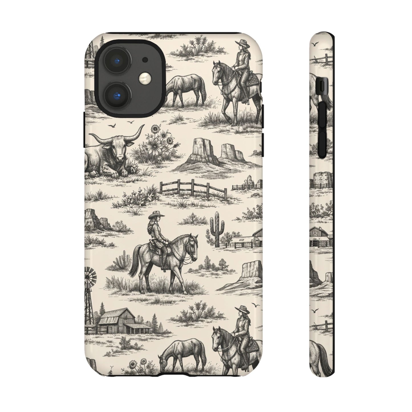 Western Toile Black Tough Case