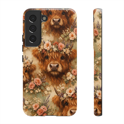 Floral Highland Cow Tough Case