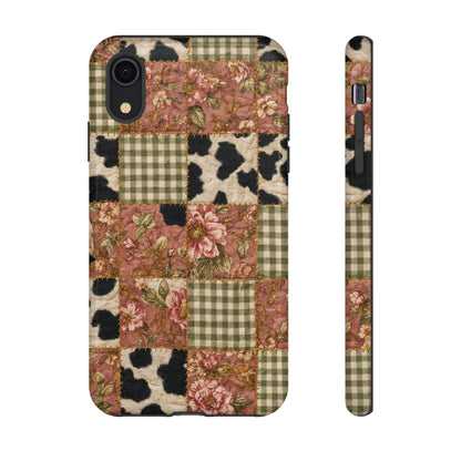 Cowhide Floral Quilt Tough Case