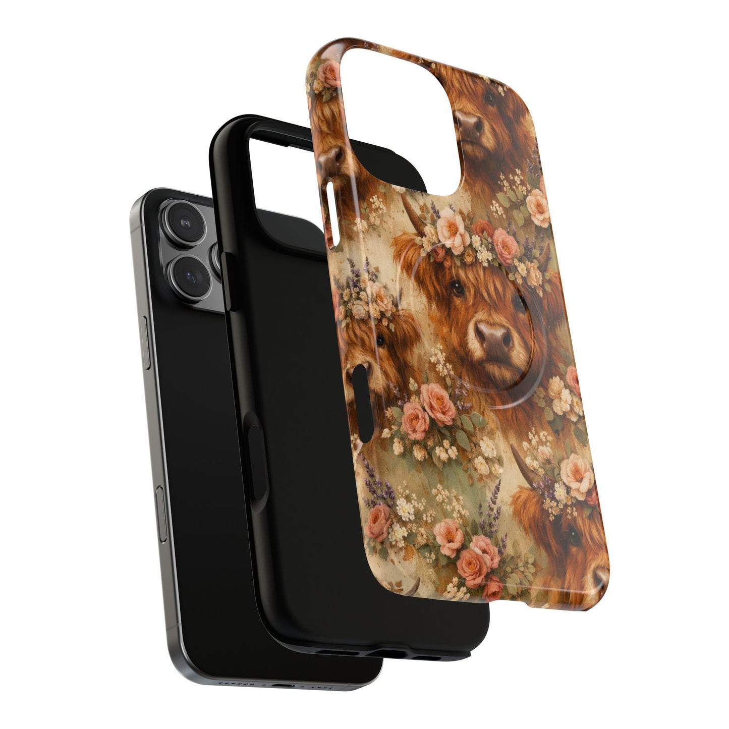 Floral Highland Cow Magnetic Case