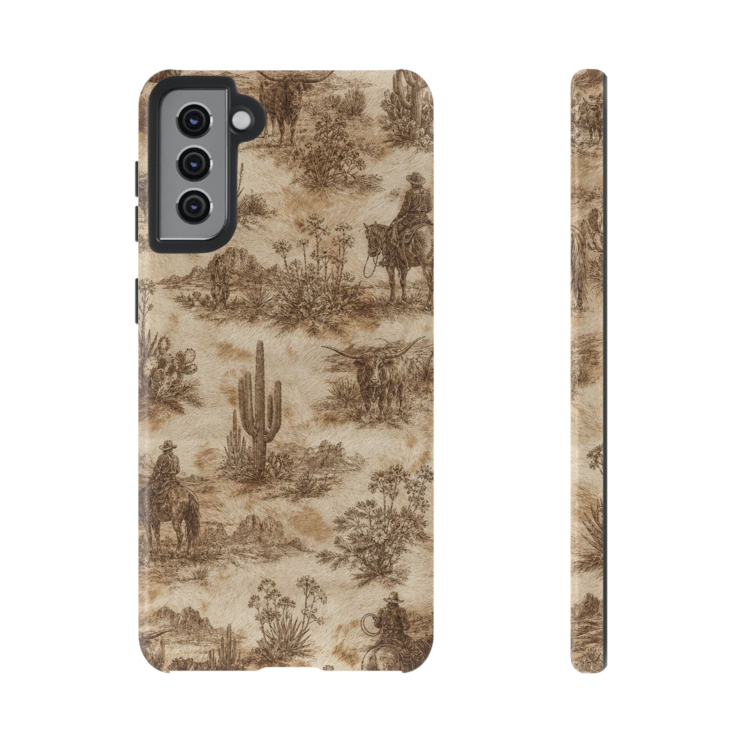 Ivory Cowhide Toile Tough Case