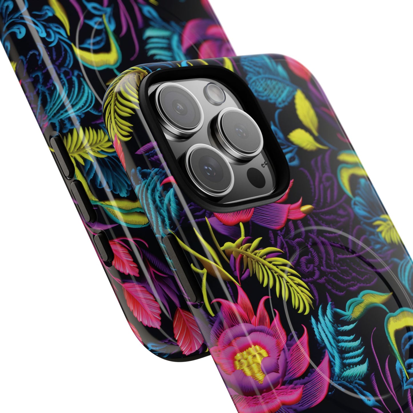 Neon Pink Flowers Magnetic Case