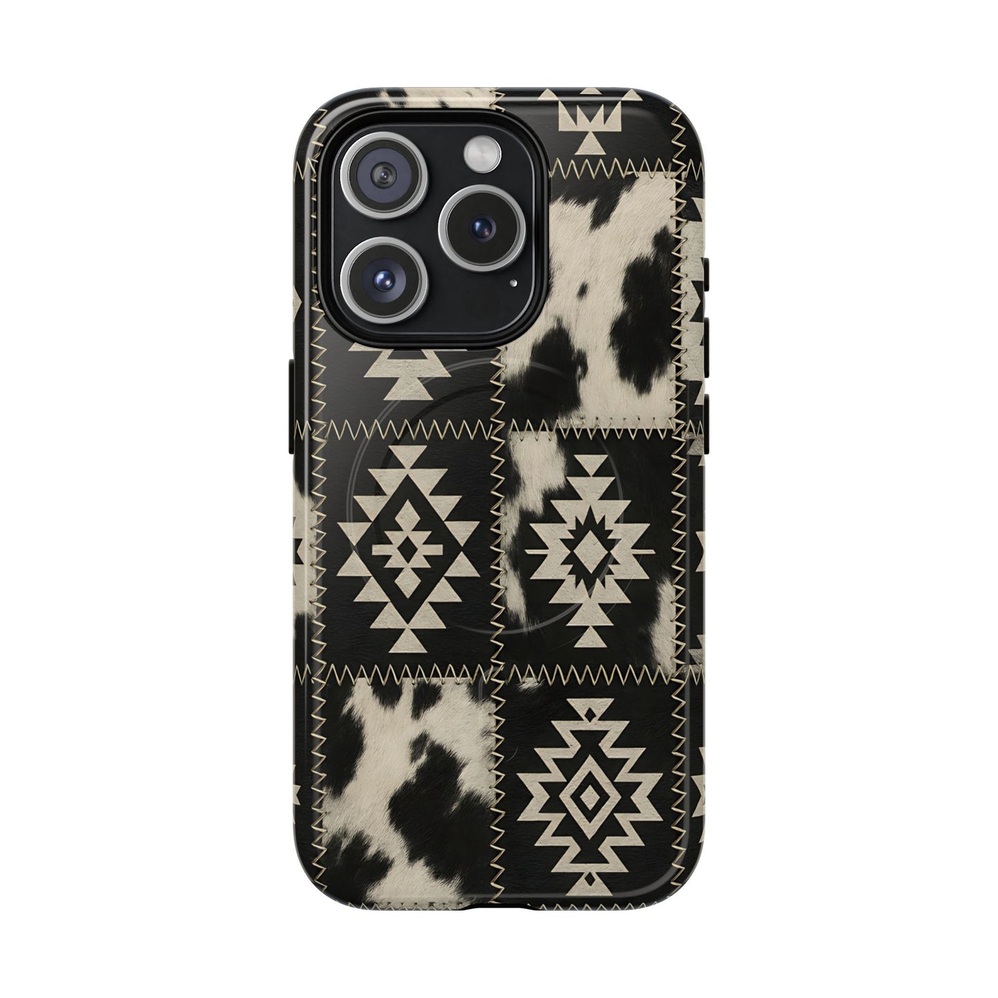 Black Aztec Patchwork Magnetic Case