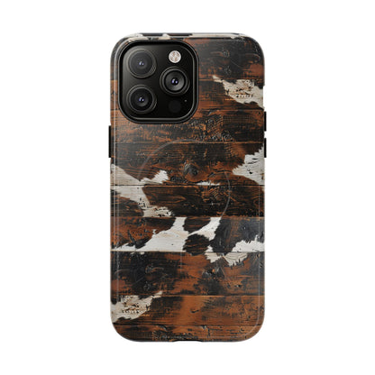 Wooden Cowhide Bull Skull Magnetic Case