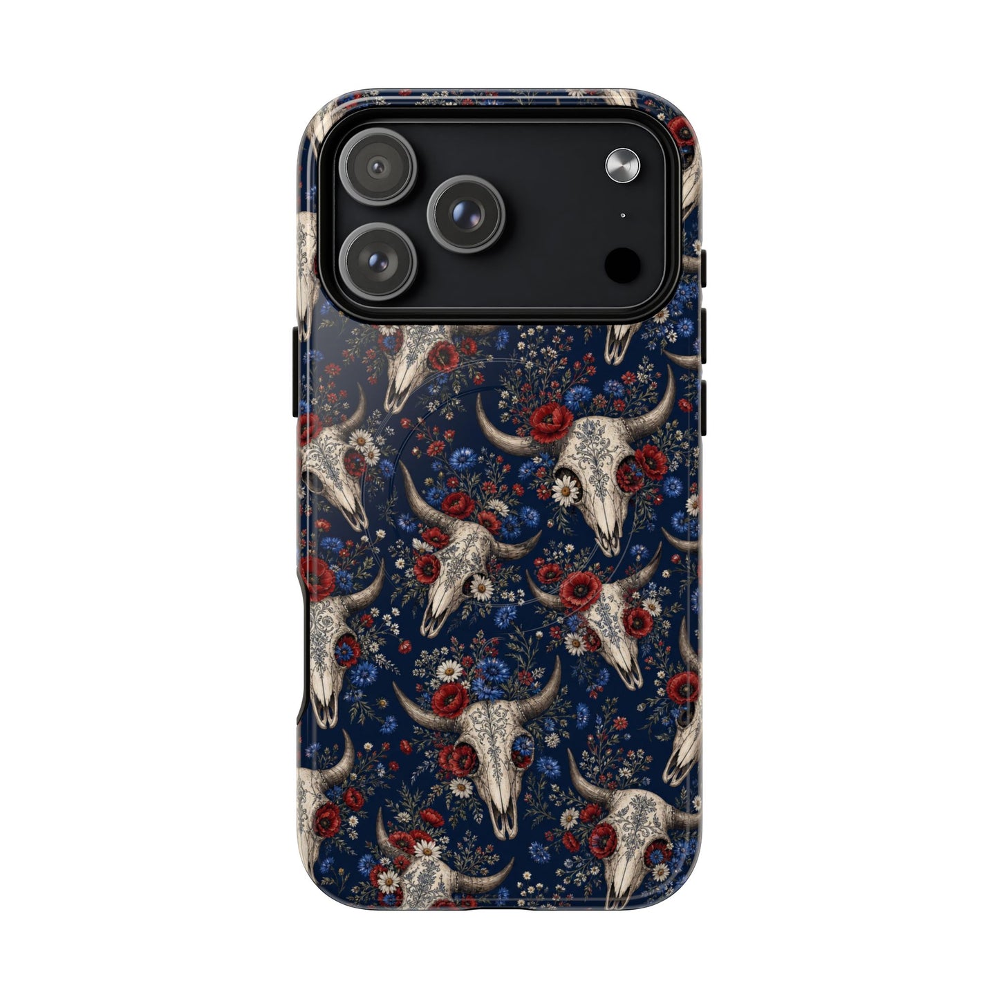 Patriotic Floral Skulls Magnetic Case