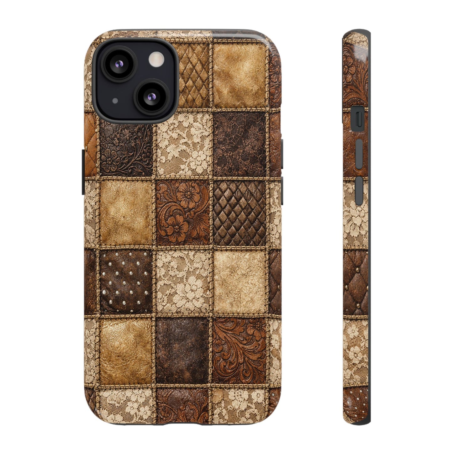 Leather Lace Patchwork Tough Case