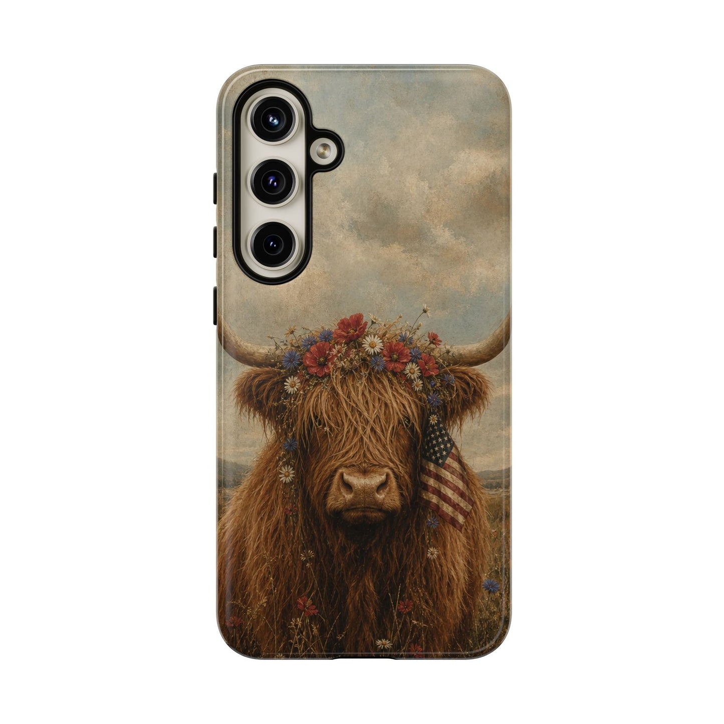 Patriotic Highland Cow Tough Case