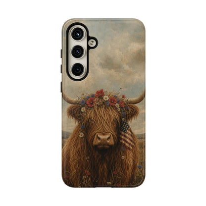 Patriotic Highland Cow Tough Case