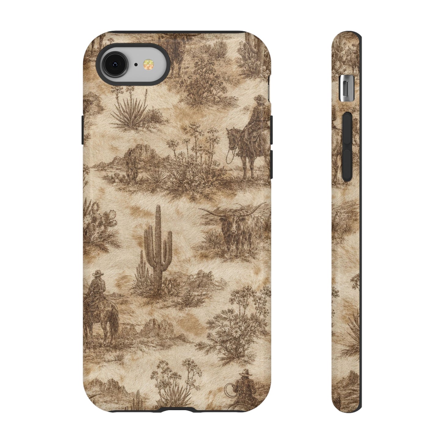Ivory Cowhide Toile Tough Case