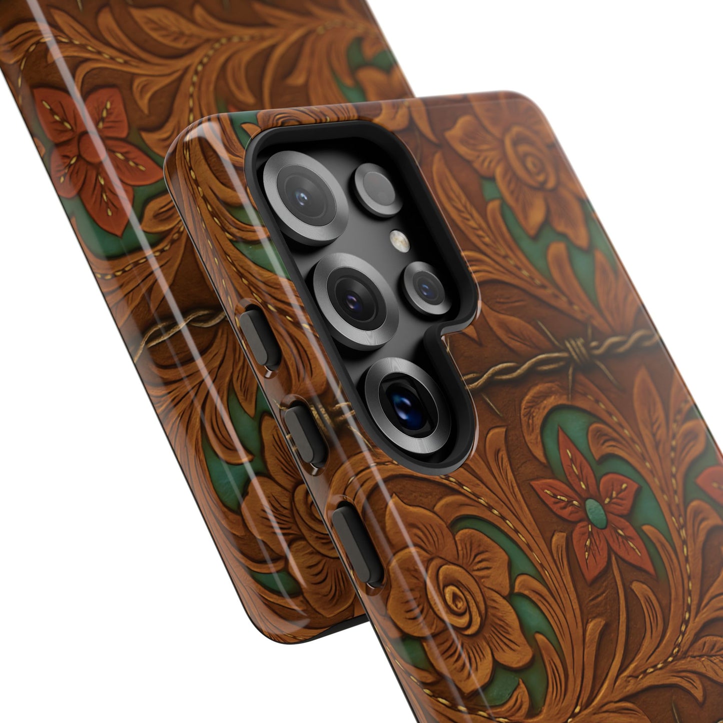 Faux Tooled Flowers + Barbed Wire Tough Case
