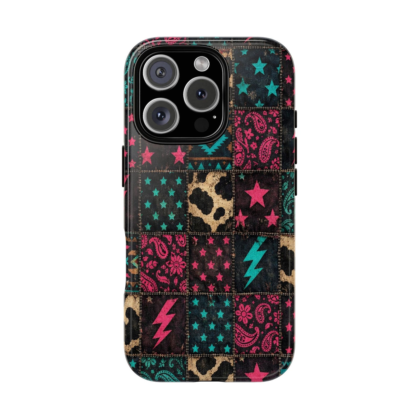 Neon Cowhide Patchwork Tough Case