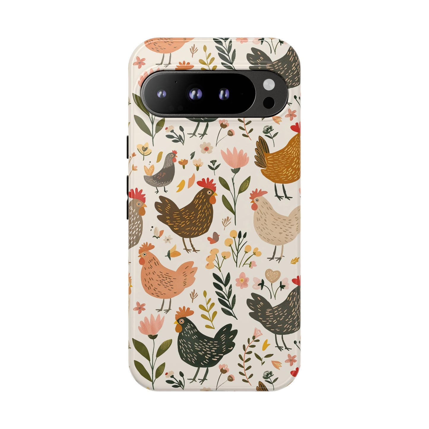 Floral Chickens Tough Phone Case