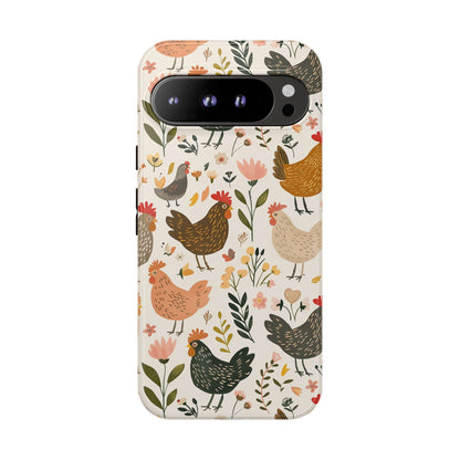 Floral Chickens Tough Phone Case
