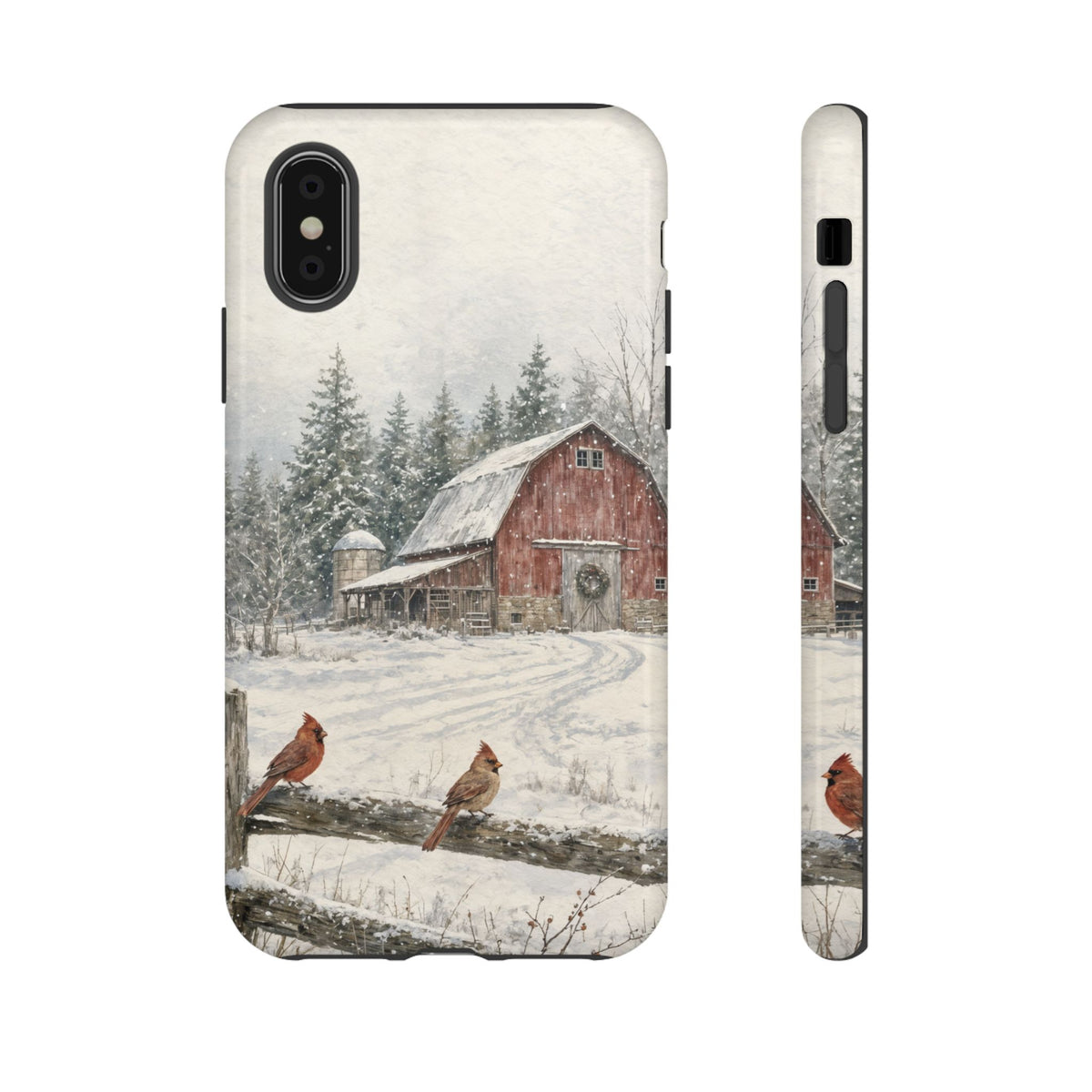 Snowy Red Barn Tough Case