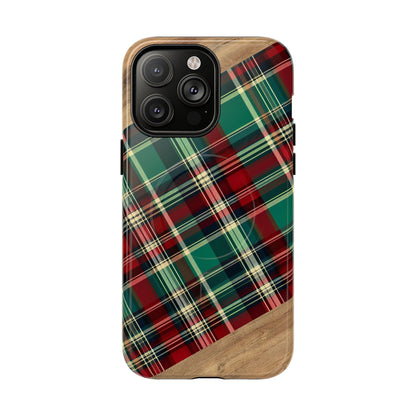 Country Christmas Plaid and Wood Magnetic Case