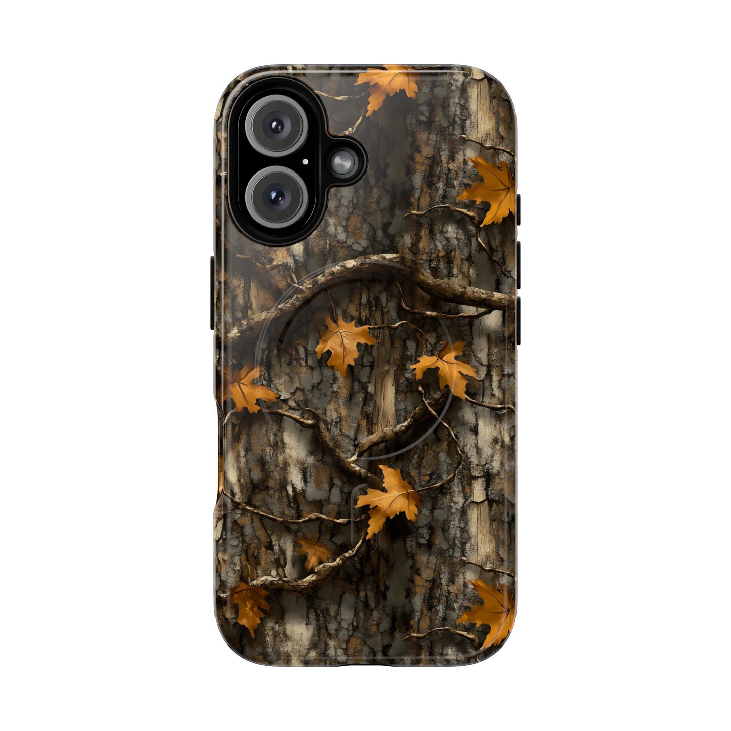 Orange Leaf Tree Camo Magnetic Case