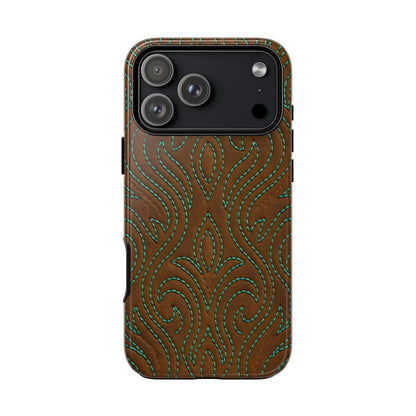 Turquoise Stitched Tough Phone Case