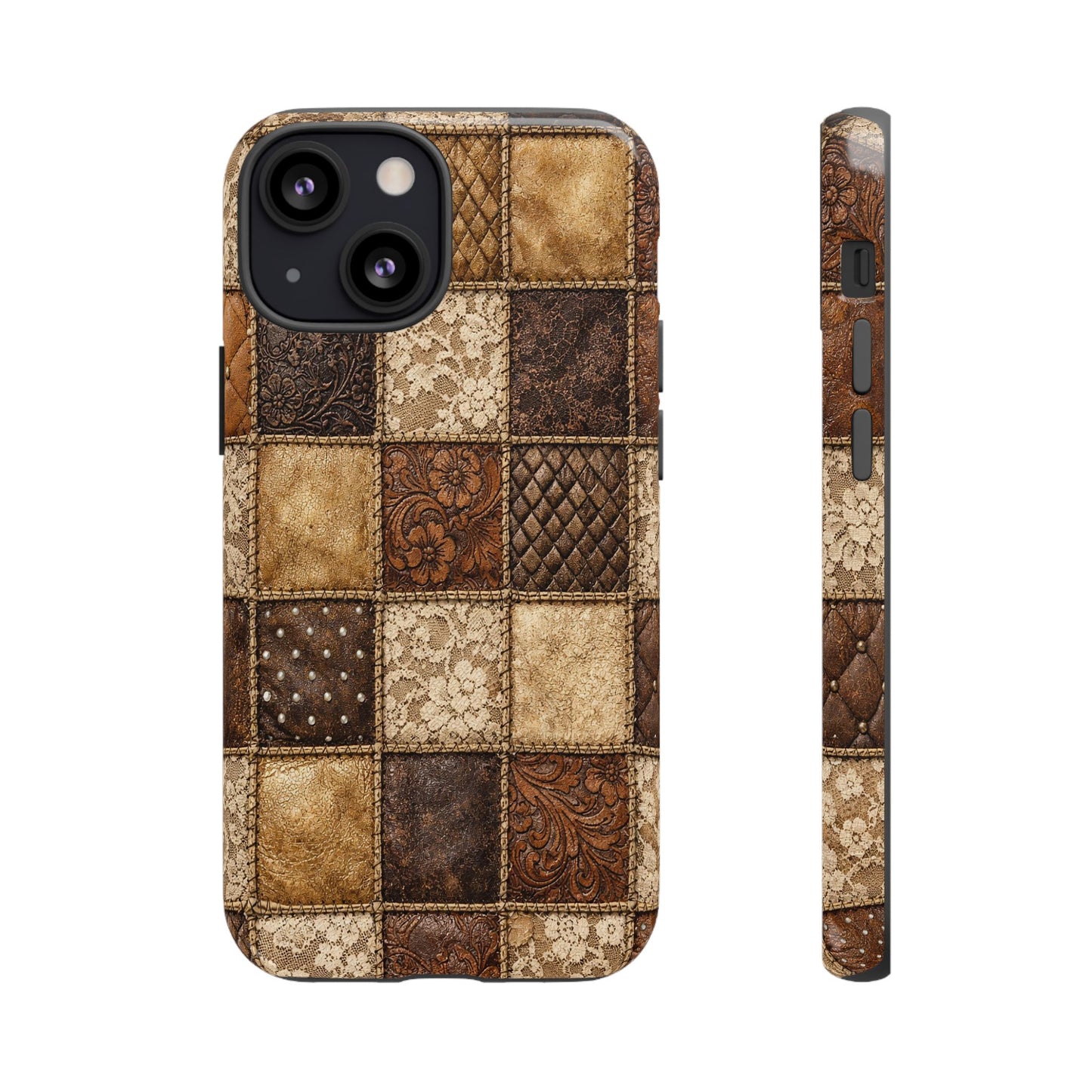 Leather Lace Patchwork Tough Case