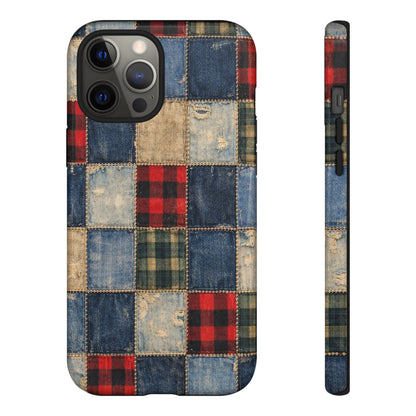 Denim Plaid Patchwork Tough Case