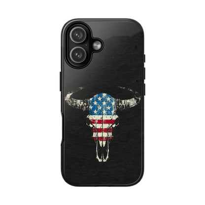 Patriotic Bull Skull Tough Phone Case