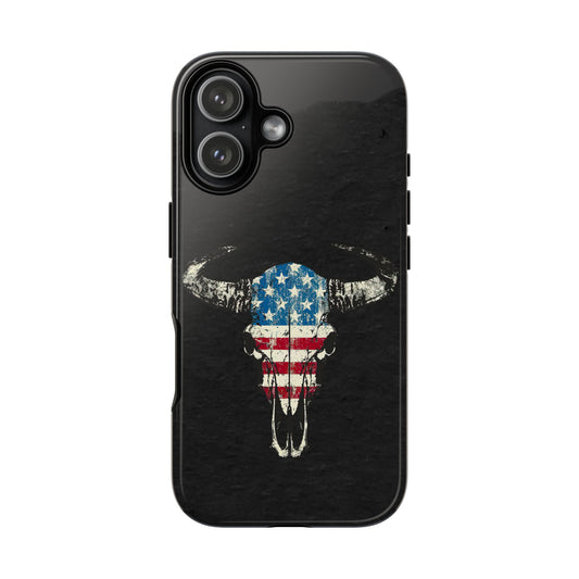 Patriotic Bull Skull Tough Phone Case
