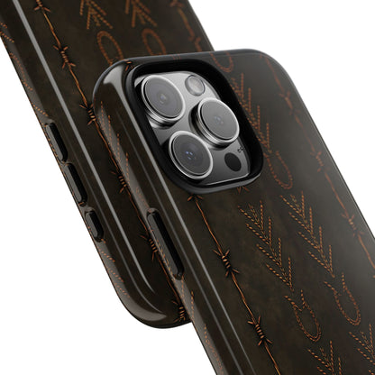 Black + Copper Barbed Wire Stitch Tough Case