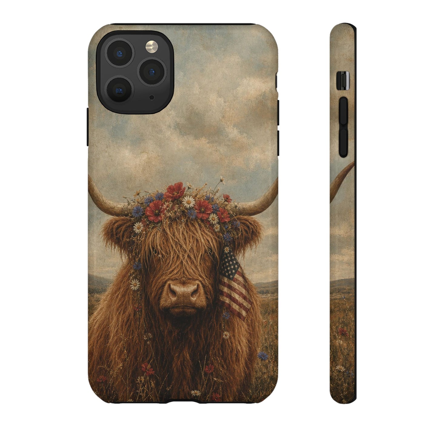 Patriotic Highland Cow Tough Case