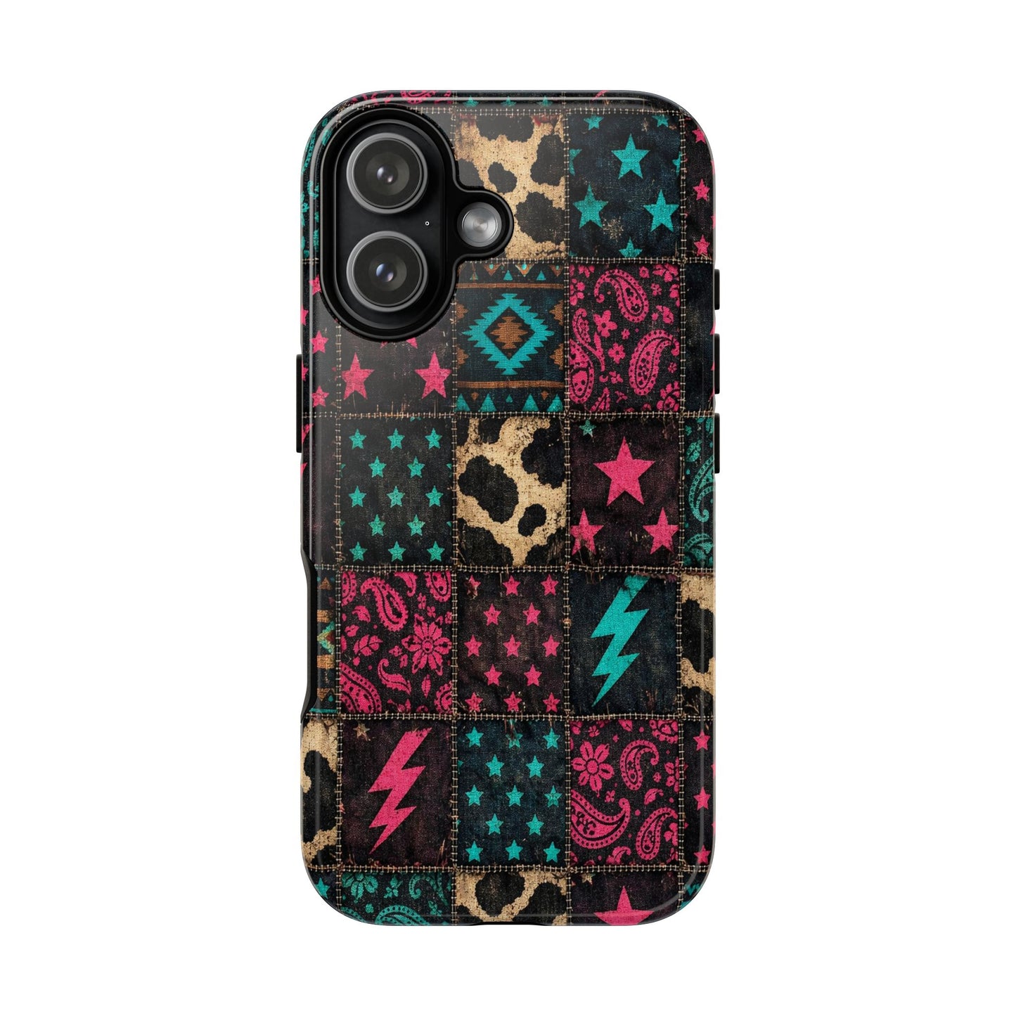 Neon Cowhide Patchwork Tough Case