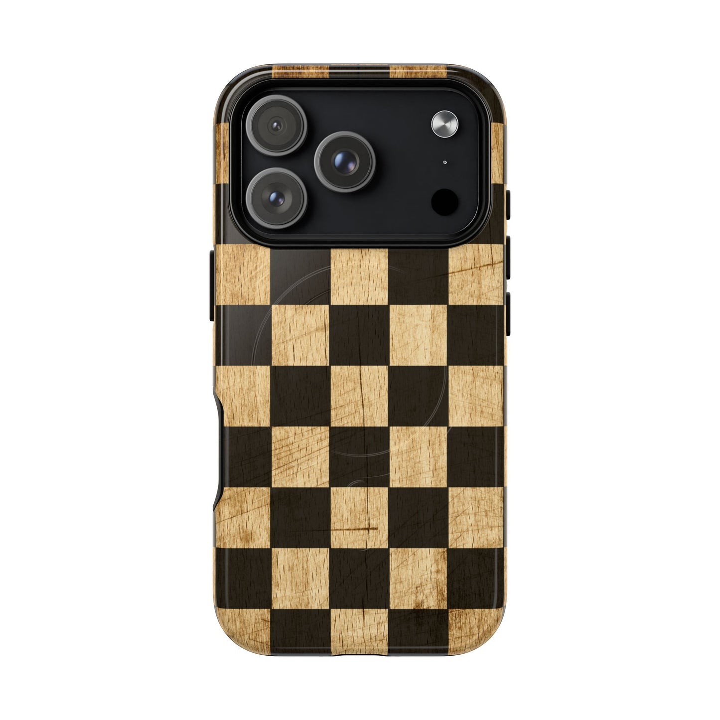 Checkered Rustic Wood Magnetic Case