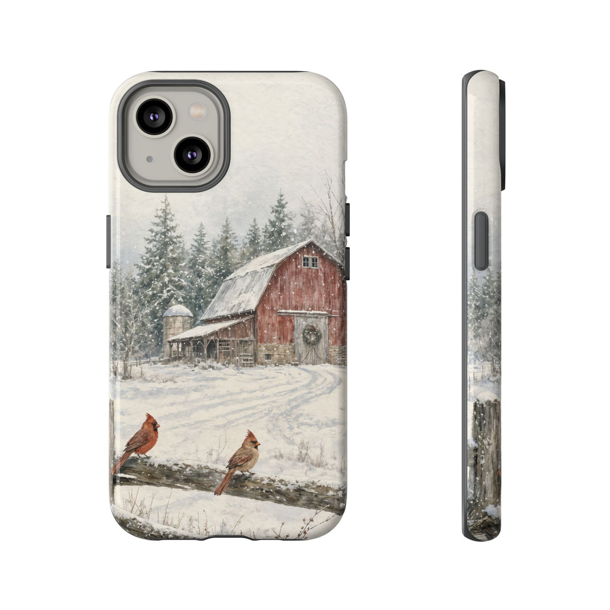 Snowy Red Barn Tough Case