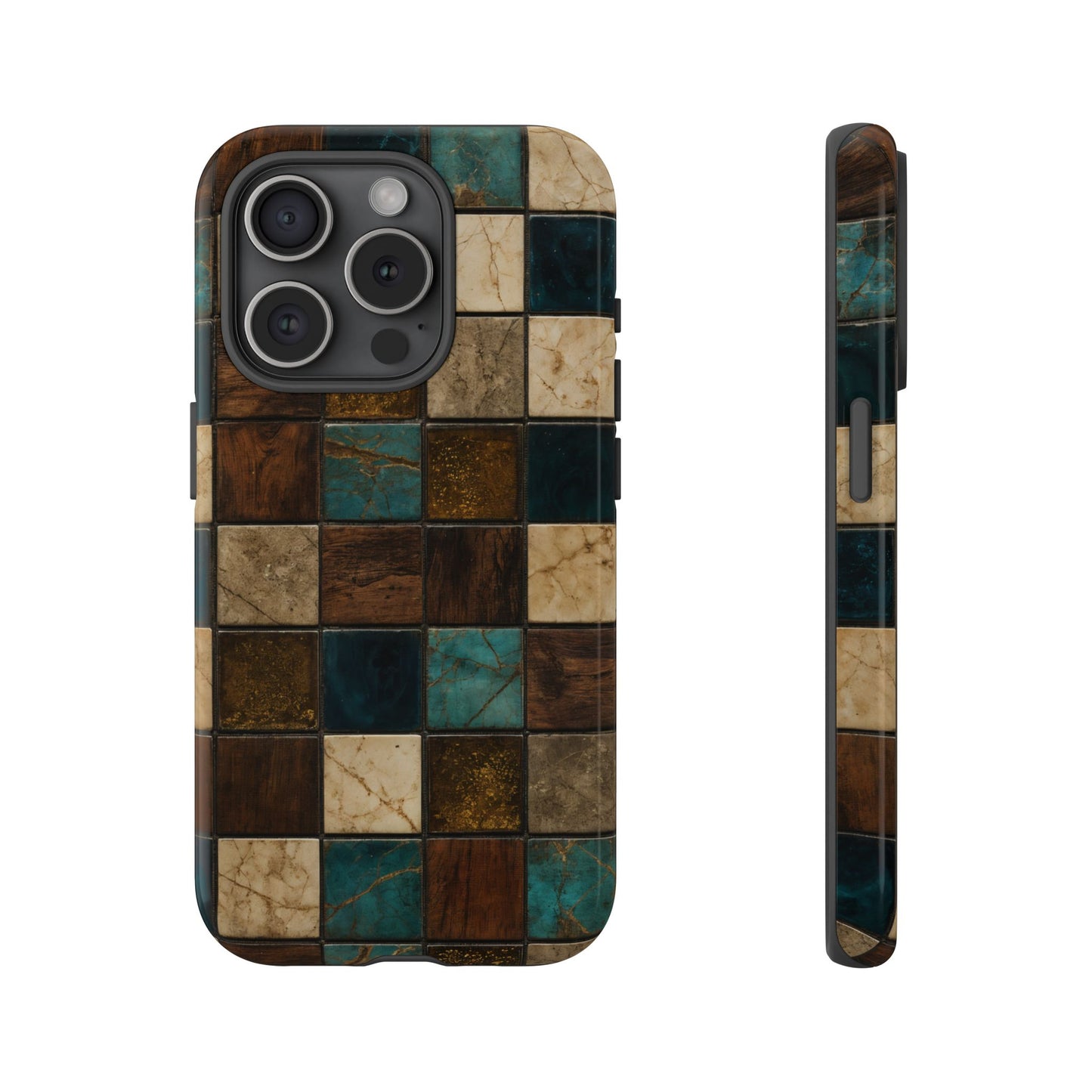 Teal Walnut Tile Tough Case