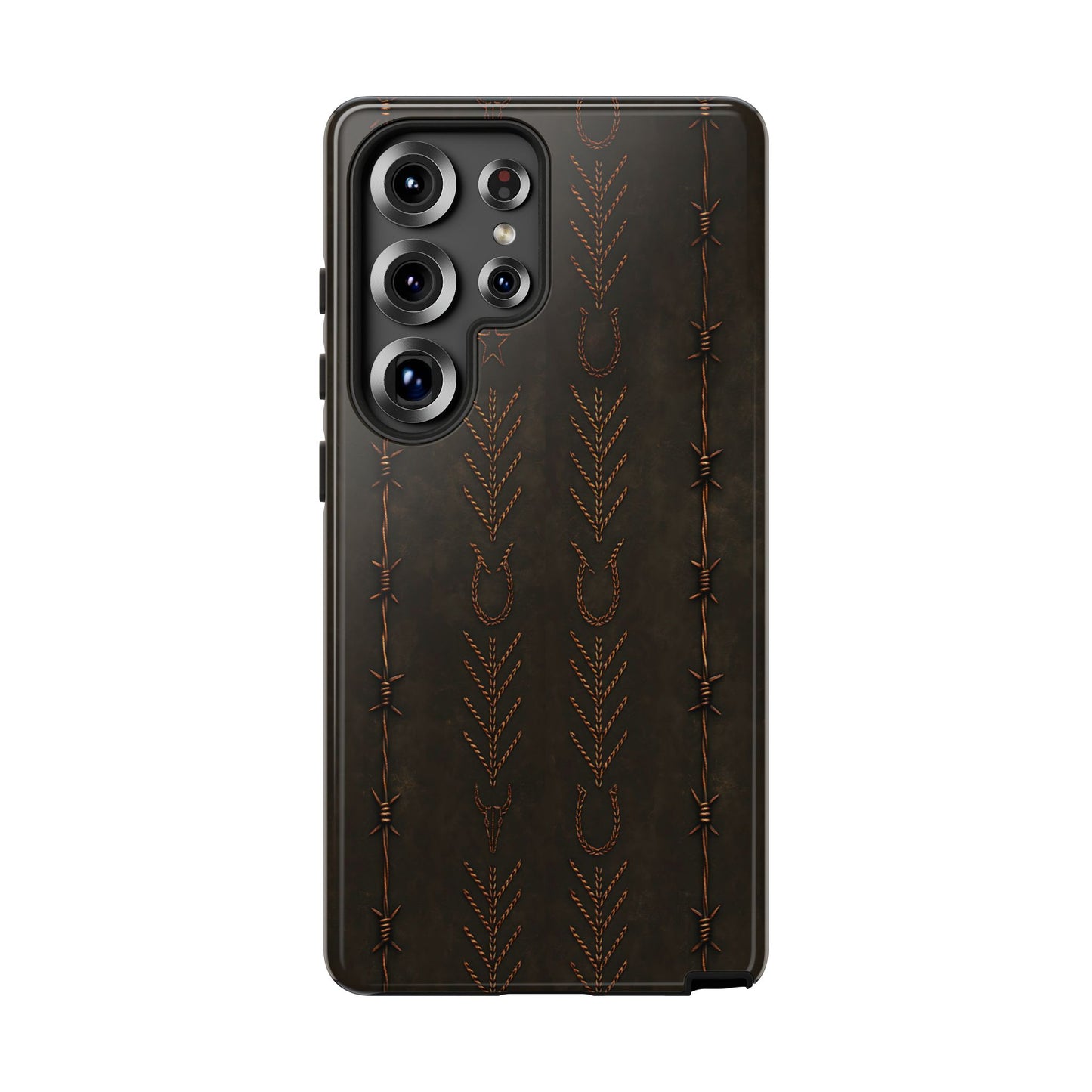 Black + Copper Barbed Wire Stitch Tough Phone Case