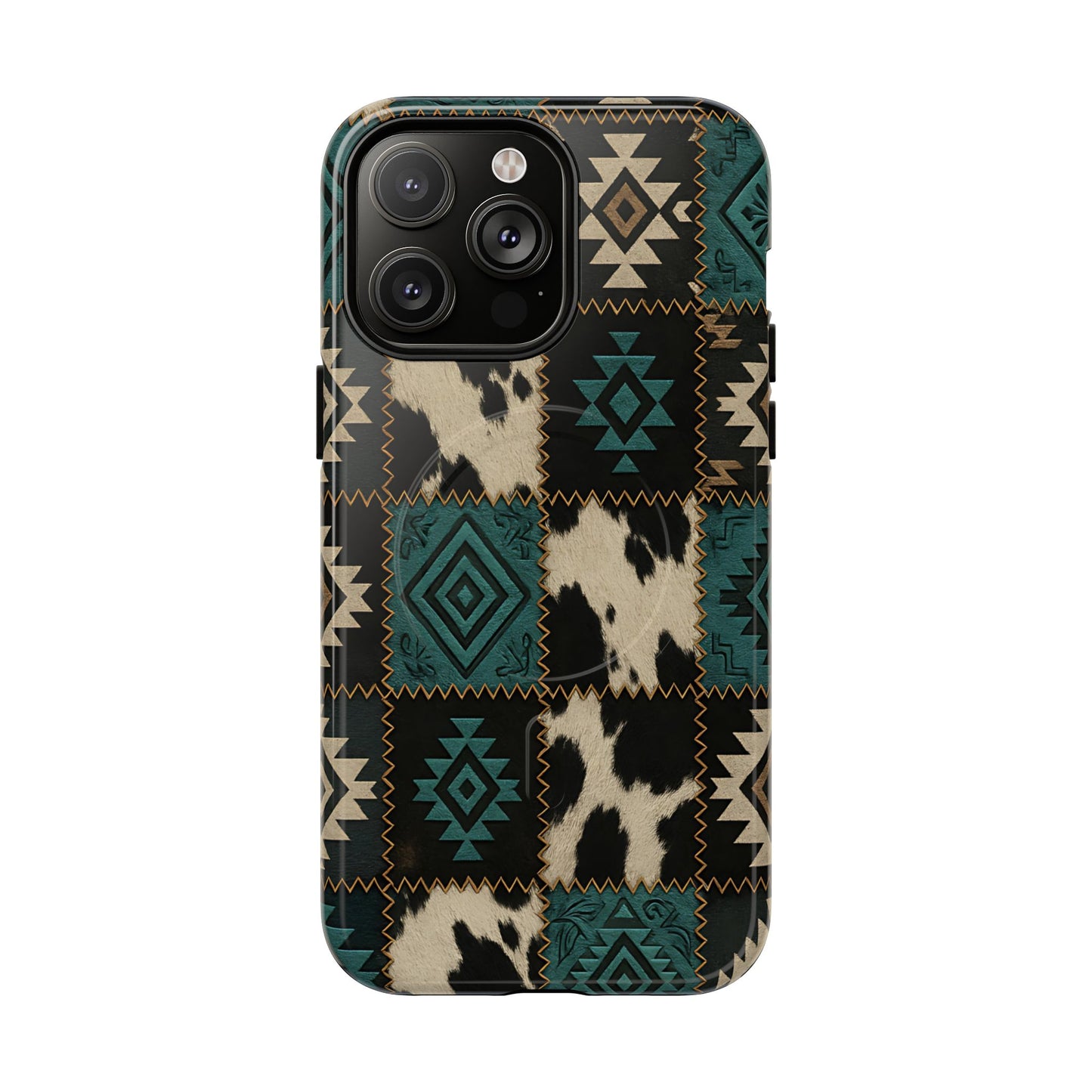 Turquiose Aztec Patchwork Magnetic Case
