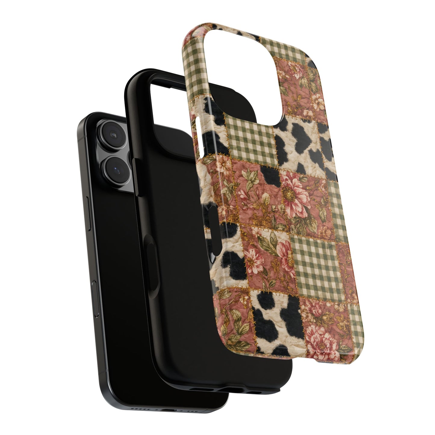 Cowhide Floral Quilt Tough Case