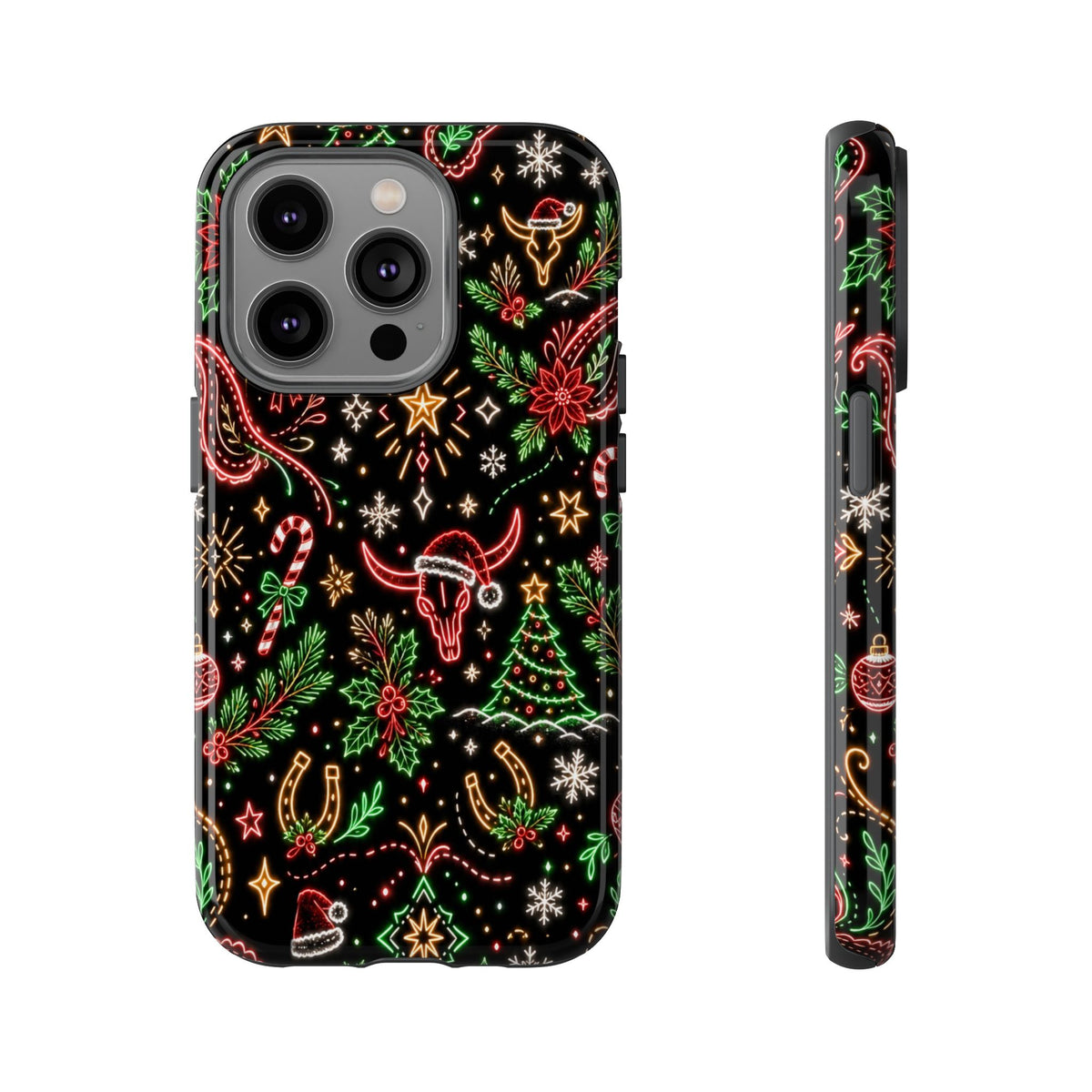 Neon Christmas Skulls Tough Case