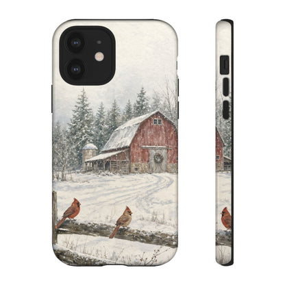 Snowy Red Barn Tough Case