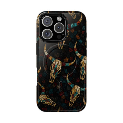 Stained Bull Skull Magnetic Case