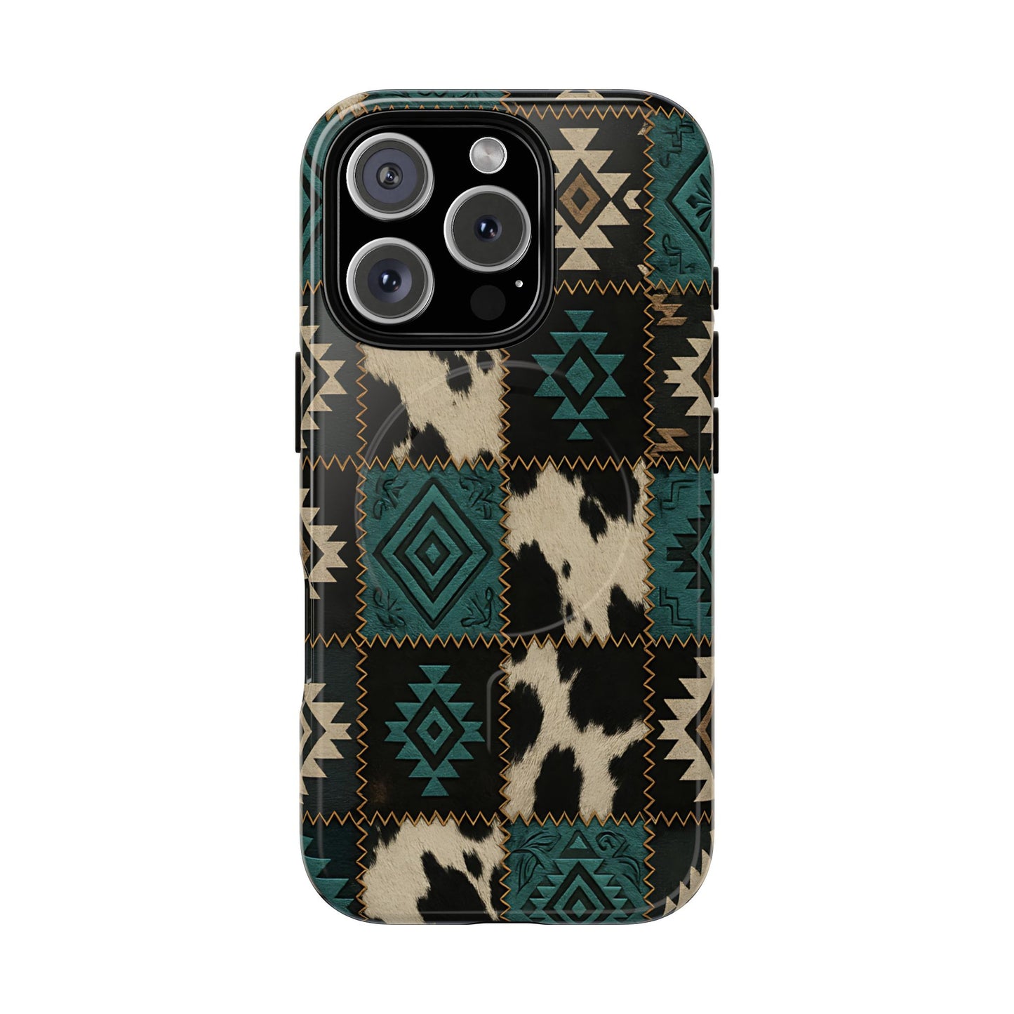 Turquiose Aztec Patchwork Magnetic Case
