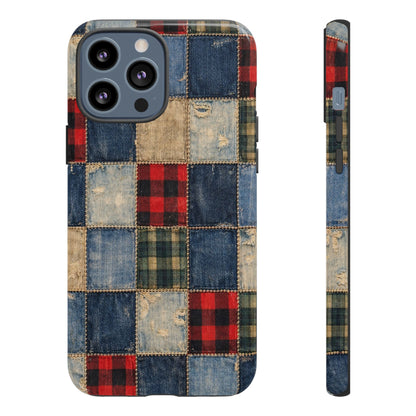 Denim Plaid Patchwork Tough Case