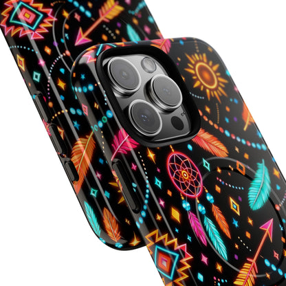 Neon Aztec Feather Magnetic Case