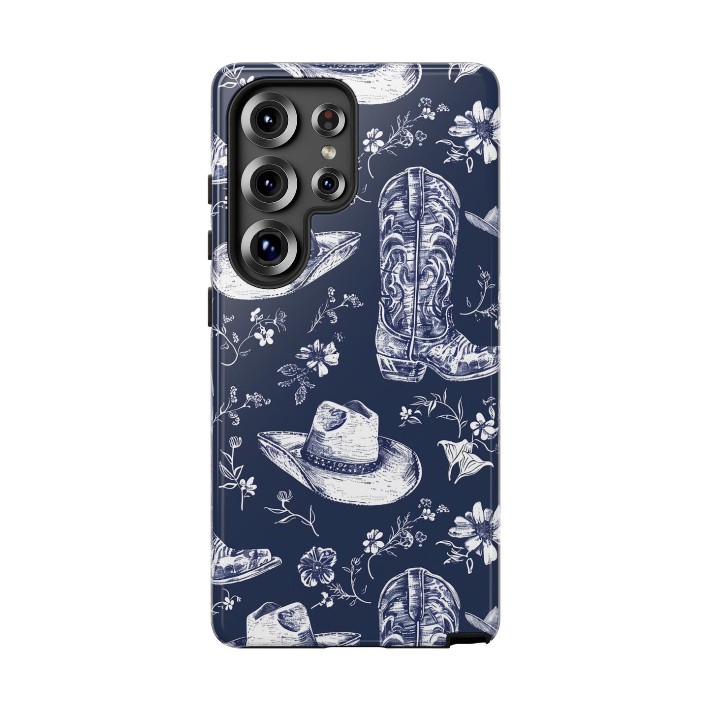 Navy Floral Boots Tough Phone Case