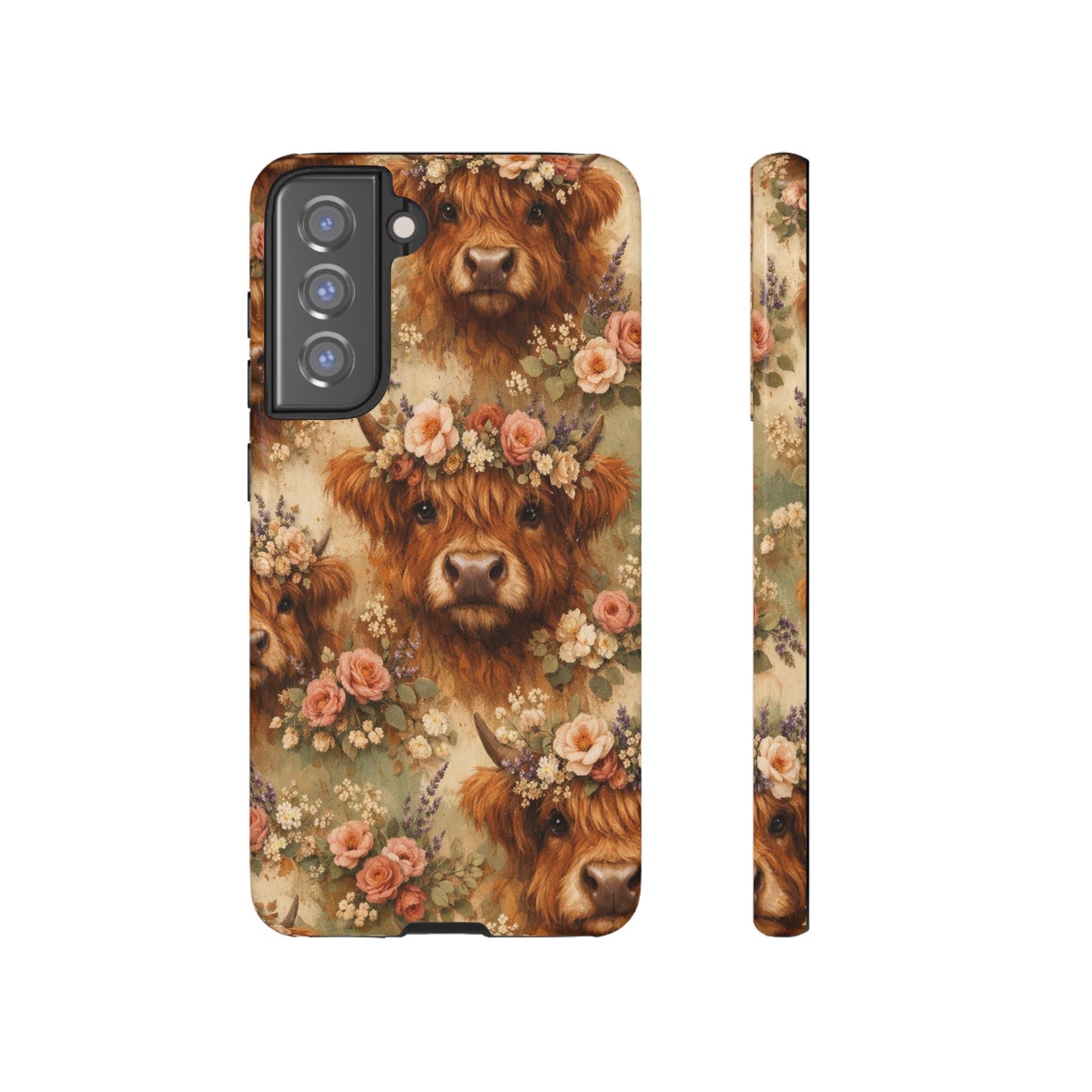 Floral Highland Cow Tough Case