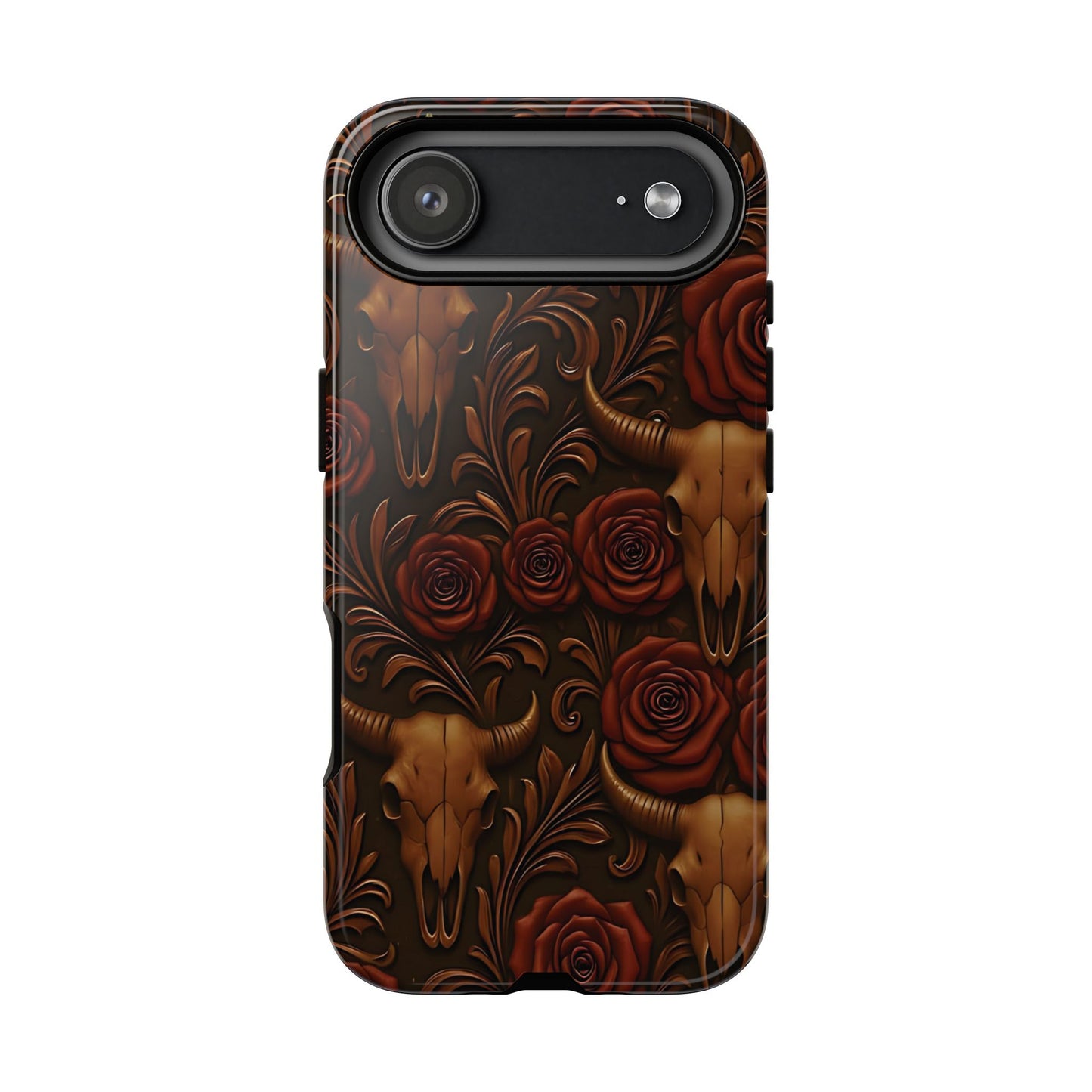Bull Skull Cowgirl Rose Tough Phone Case
