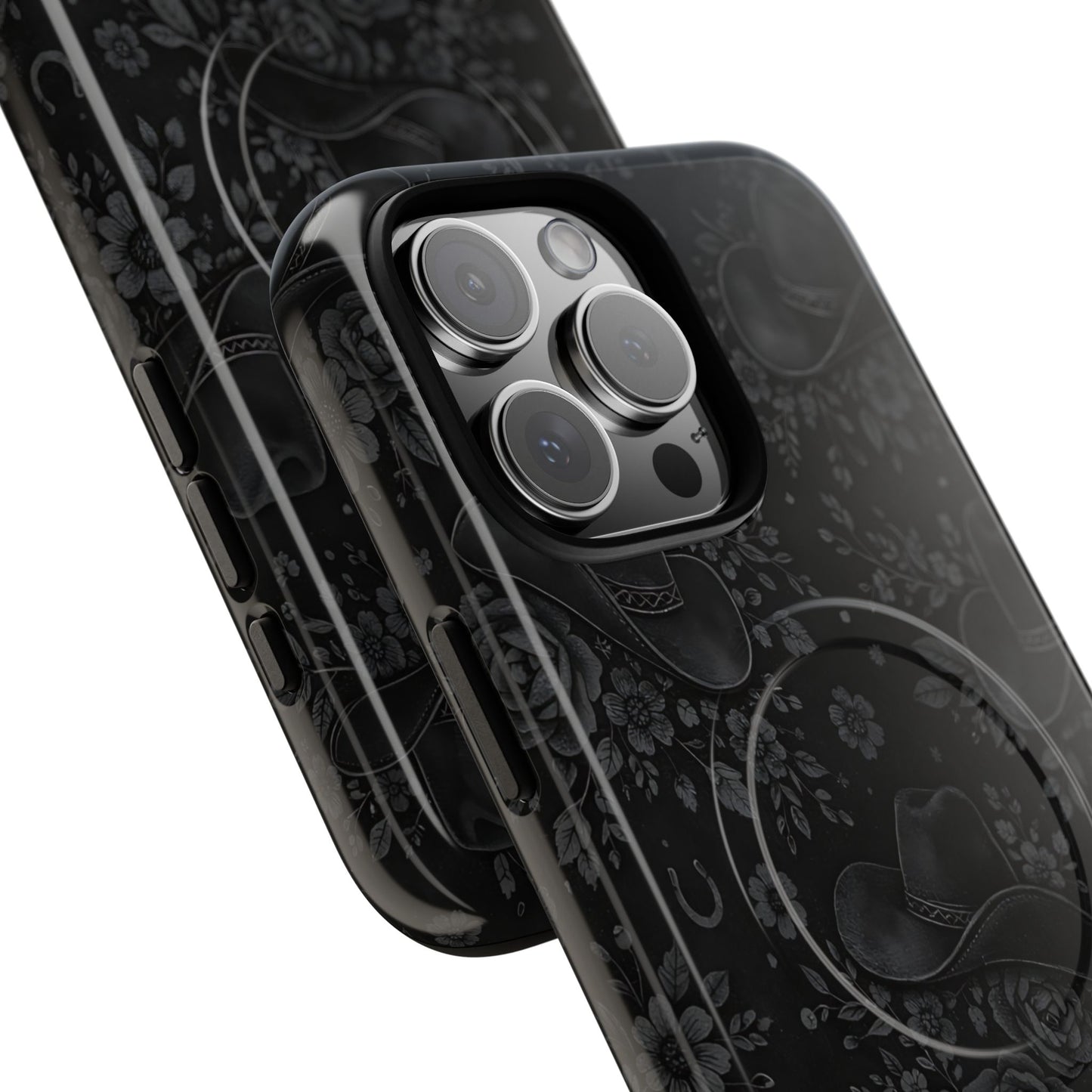 Western Noir Floral Hats Magnetic Case
